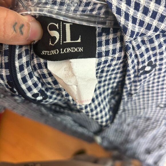 Vintage Studio London Blue and White Boho Floral Checkered Maxi Dress M - Picture 2 of 16